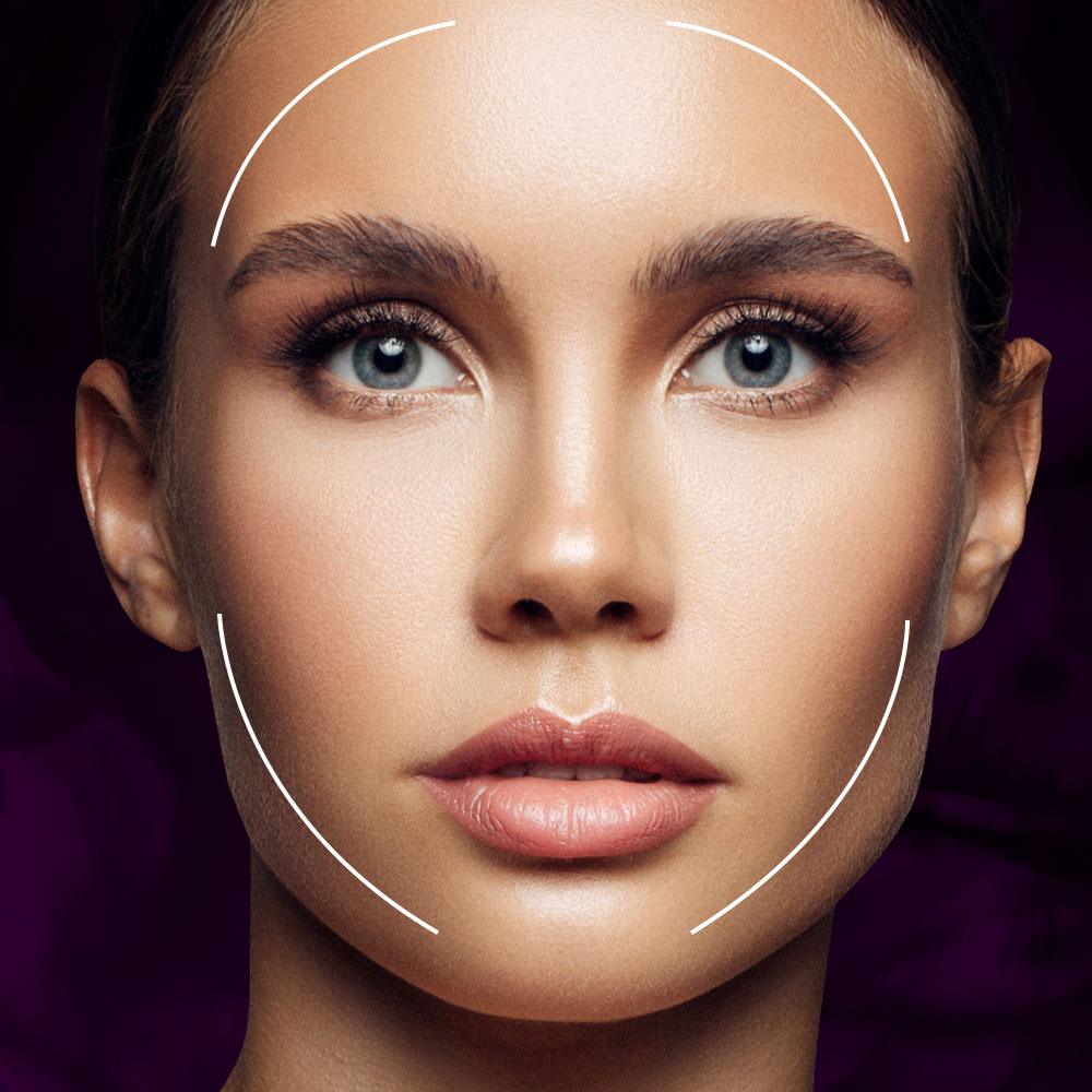 Oval around a face to demonstrate beauty