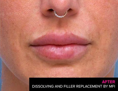 Woman's lips after Lip Filler Correction.